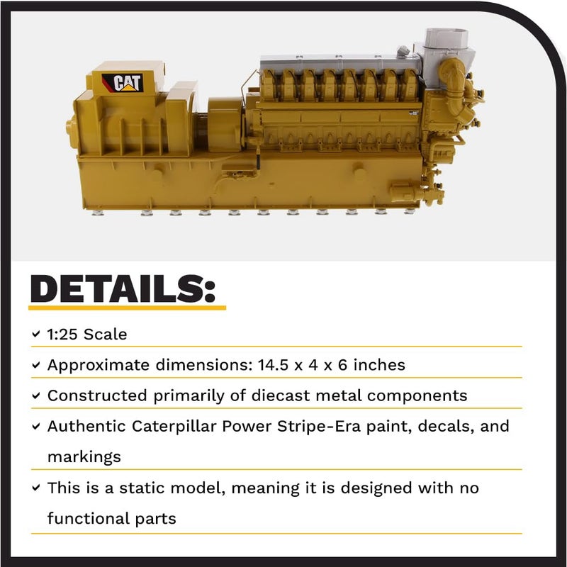 Diecast Masters 1:25 Scale CAT CG260-16 Gas Generator | Core Classics Series Cat Trucks & Construction Equipment | 1:25 Scale Model Diecast Collectible Model 85287C - Image 4